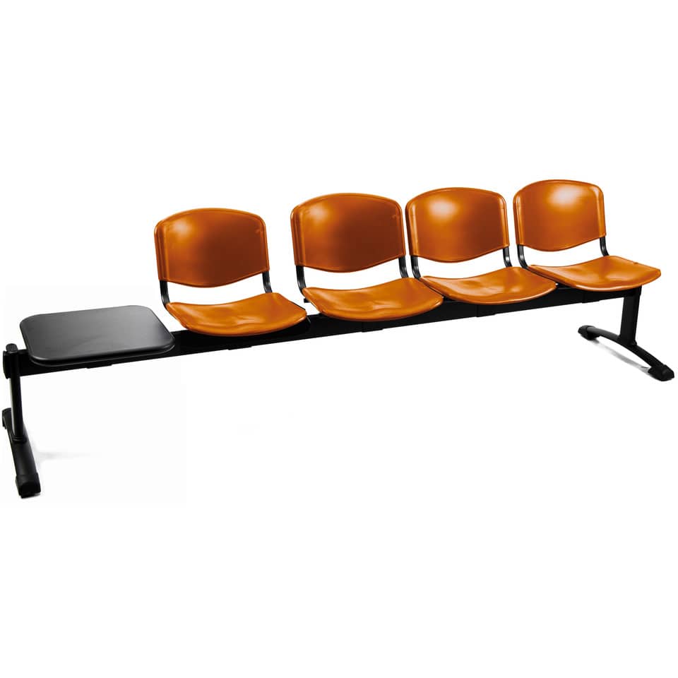 Panca 4 posti attesa Unisit Dado D54PT con tavolino - rivestimento Eco arancione - D54PT/EA