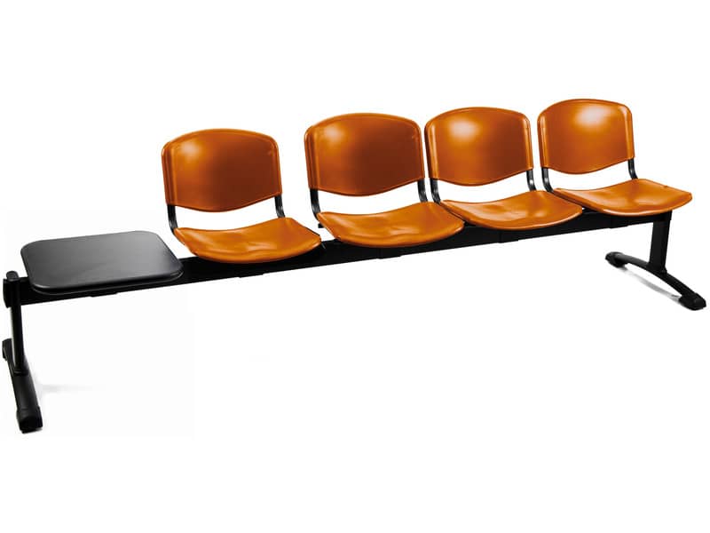 Panca 4 posti attesa Unisit Dado D54PT con tavolino - rivestimento Eco arancione - D54PT/EA