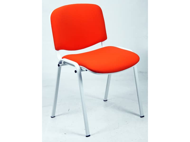 Sedia visitatore 4 gambe Unisit Dado D5B acciaio bianco - rivestimento ignifugo rosso - Conf. 2 pezzi - D5B/2/IR