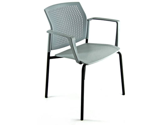 Sedia visitatore a 4 gambe Unisit Login LGSPBR - schienale in rete - PPL grigio con braccioli conf. 2 pezzi LGSPBR/2/GR