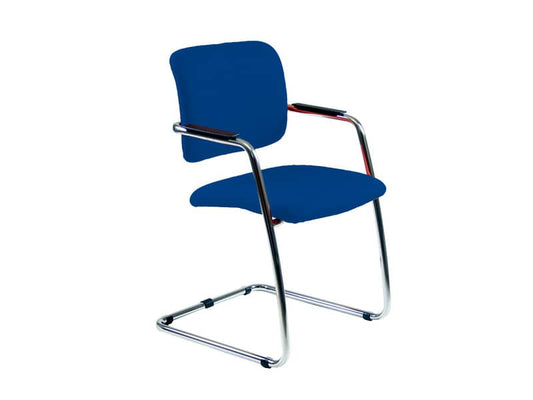 Sedia visitatore con slitta Unisit Lithium LTLT struttura cromata - rivest. Eco blu - impilabile LTLT/EB