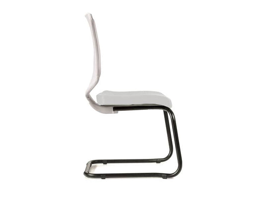 Sedia visitatore semidirezionale Unisit Newair NWBS su slitta - schienale rete bianco - riv. similpelle bianco NWBS/KQ
