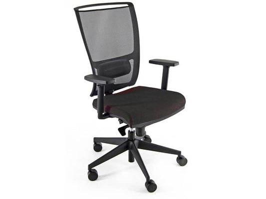 Sedia semidirezionale girevole Unisit Zoe ZOEA schienale in rete nero rivest. ignifugo nero - con braccioli ZOEA/BR/IN