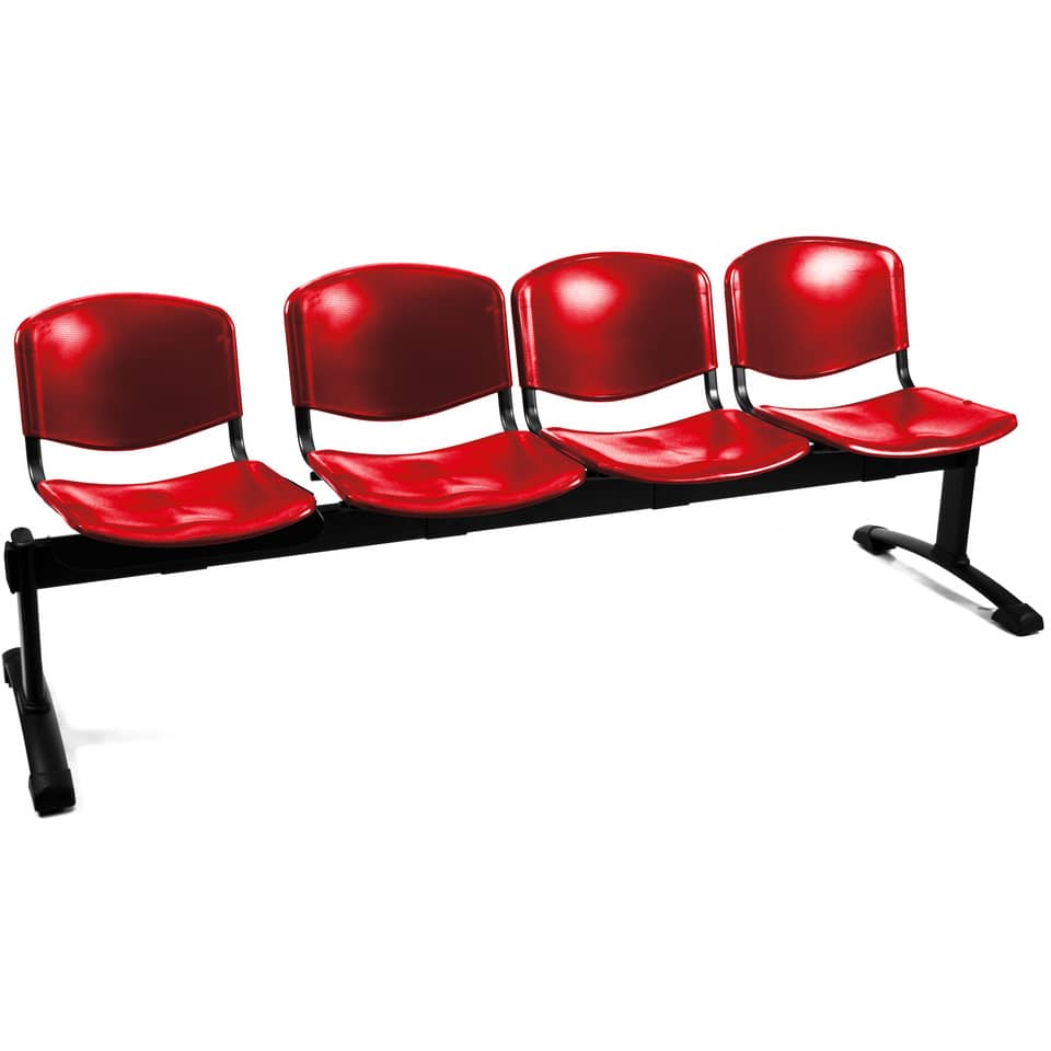 Panca 4 posti attesa Unisit Dado D54P - rivestimento ignifugo rosso D54P/IR