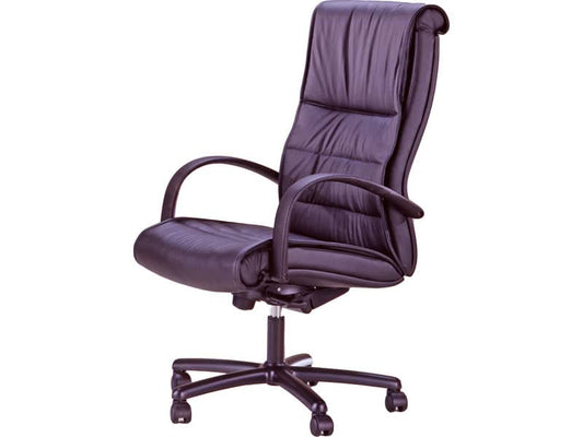 Poltrona direzionale girevole Unisit Gemini GMPY schienale fisso rivestimento pelle nero - GMPY/PN
