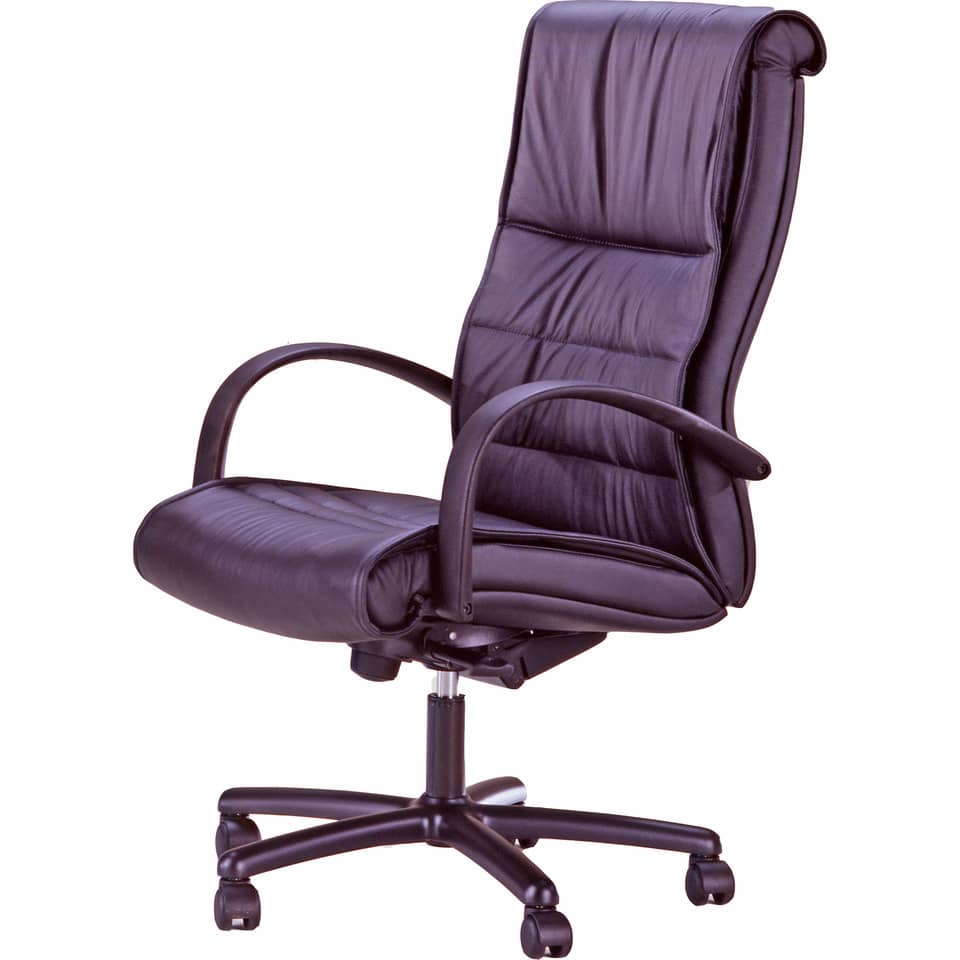 Poltrona direzionale girevole Unisit Gemini GMPY schienale fisso rivestimento pelle nero - GMPY/PN