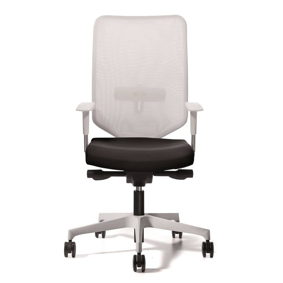 Sedia semidirezionale girevole Unisit Newair NWB - schienale rete bianco - rivestimento ignifugo grigio - NWB/IT