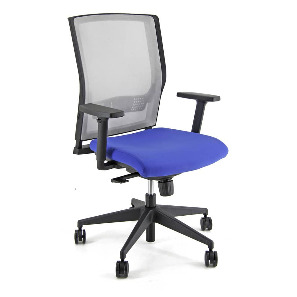 Sedia operativa girevole Unisit X Ray X2 schienale in rete grigio - rivestimento fili di luce blu - X2/F11