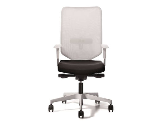 Sedia semidirezionale girevole Unisit Newair NWB - schienale rete bianco - rivestimento pelle grigio - NWB/PT