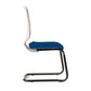 Sedia visitatore semidirezionale Unisit Newair NWBS su slitta - schienale rete bianco - rivest. ignifugo blu - NWBS/IB