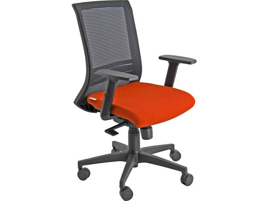 Sedia operativa girevole Unisit Gotha GHN schienale in rete nero rivestimento Eco rosso - con braccioli - GHN/BR2D/ER