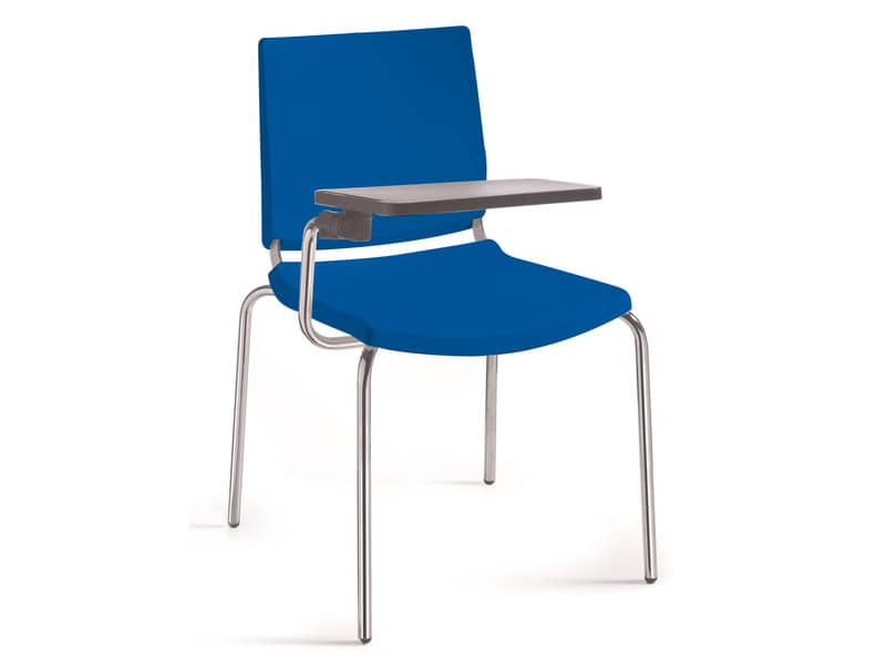 Sedia comunità a 4 gambe Unisit Atenea ATT - PPL blu - bracciolo con tavoletta scrittoio - ATT/BL