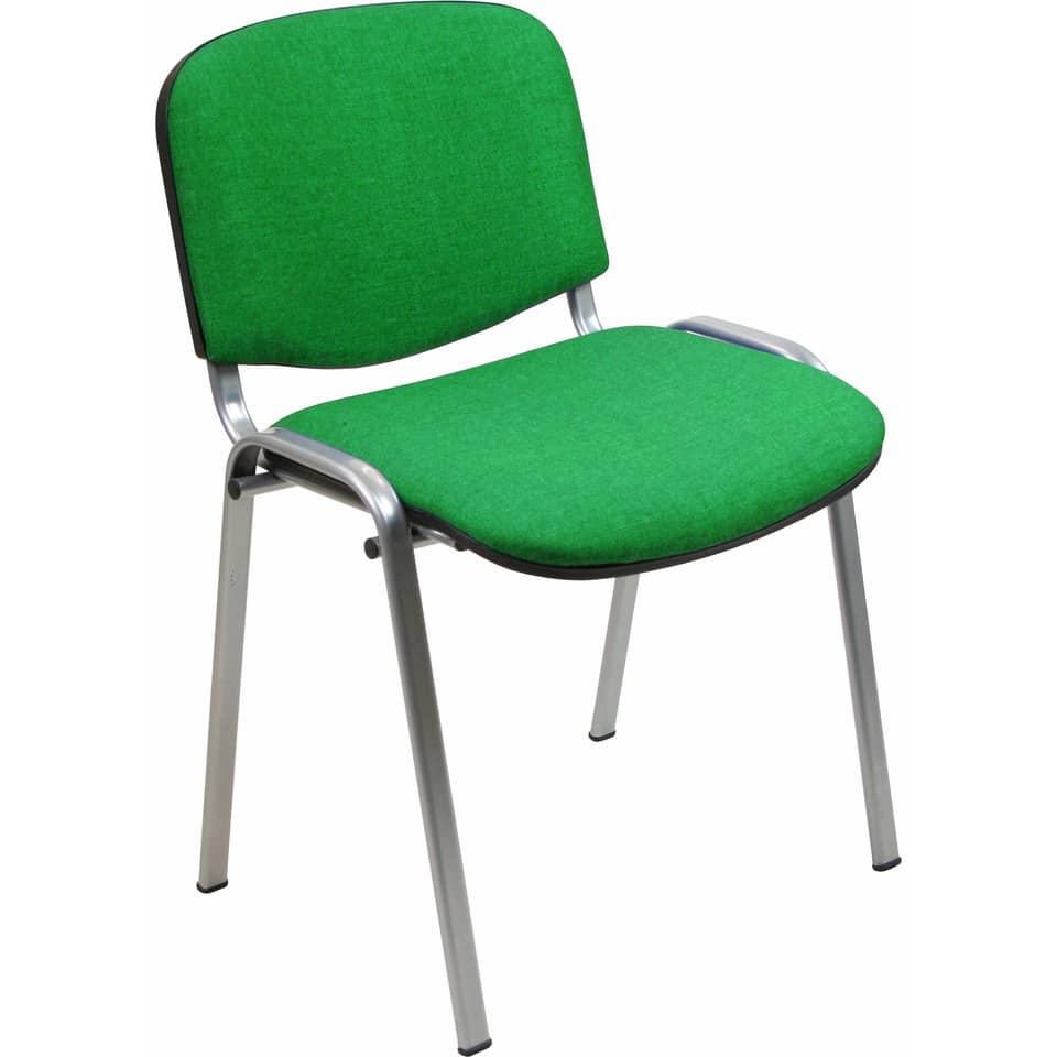 Sedia visitatore 4 gambe Unisit Dado D5G acciaio grigio - rivestimento eco verde - Conf. 2 pezzi - D5G/2/EV