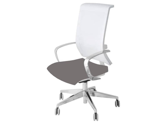 Sedia semidirezionale girevole Unisit Galatea GTJB schienale in rete bianco - rivest. similpelle grigio - GTJB/KG