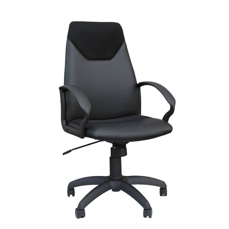 Poltrona direzionale girevole Unisit Guru GRP Eco Smart - rivestimento similpelle nero con braccioli  - GRP/KN