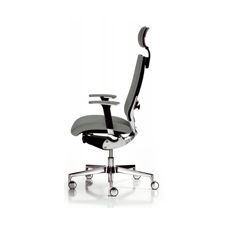 Sedia semidirezionale girevole Unisit Concept COTPG ergonomica con poggiatesta rivestimento fili luce grigio COTPG/F14