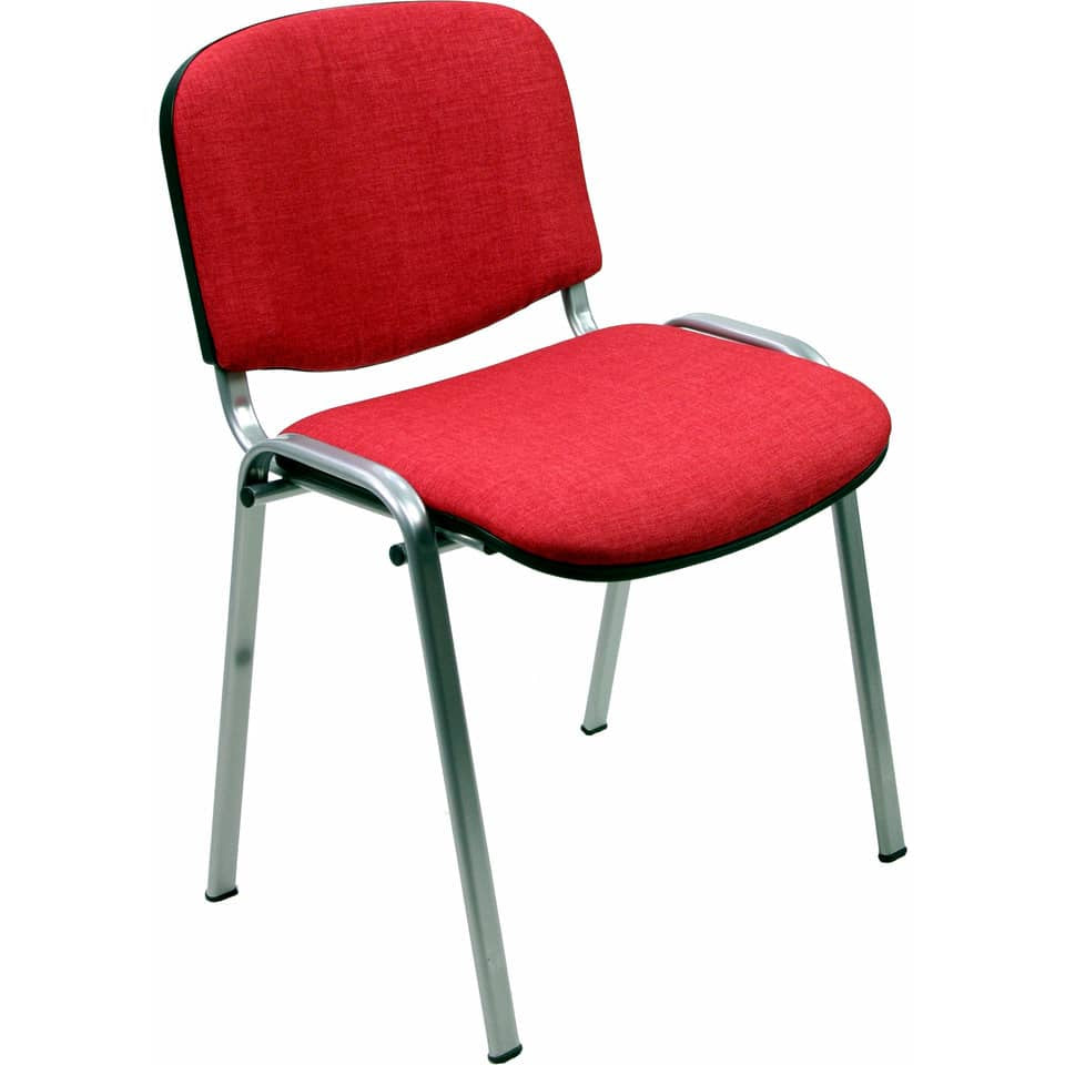 Sedia visitatore 4 gambe Unisit Dado D5G acciaio grigio - rivestimento eco rosso - Conf. 2 pezzi - D5G/2/ER