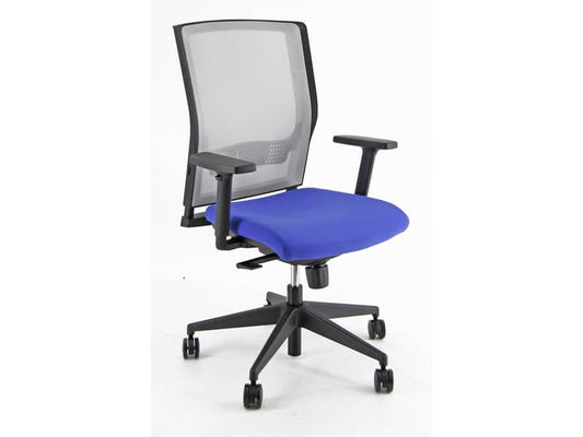 Sedia operativa girevole Unisit X Ray X2 schienale in rete grigio - rivestimento Eco blu - X2/EB