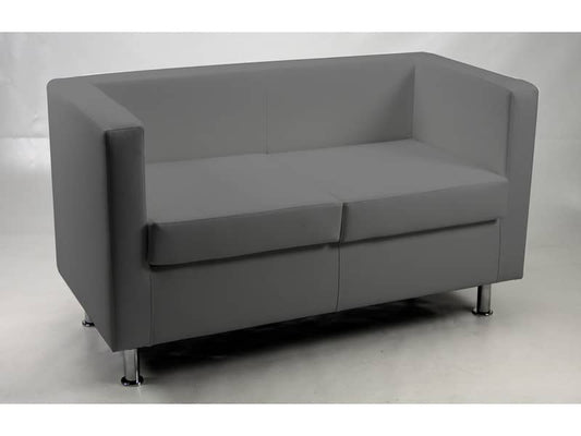 Divano attesa 2 posti Unisit Pragma PR2 schienale fisso - rivestimento in ecopelle grigio - PR2/KG