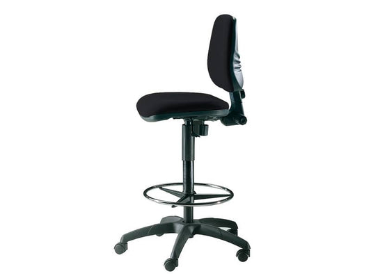 Sgabello tecnico Unisit Esos EOE1 seduta alta - poggiapiedi telescopico - rivestimento ignifugo nero - EOE1/IN