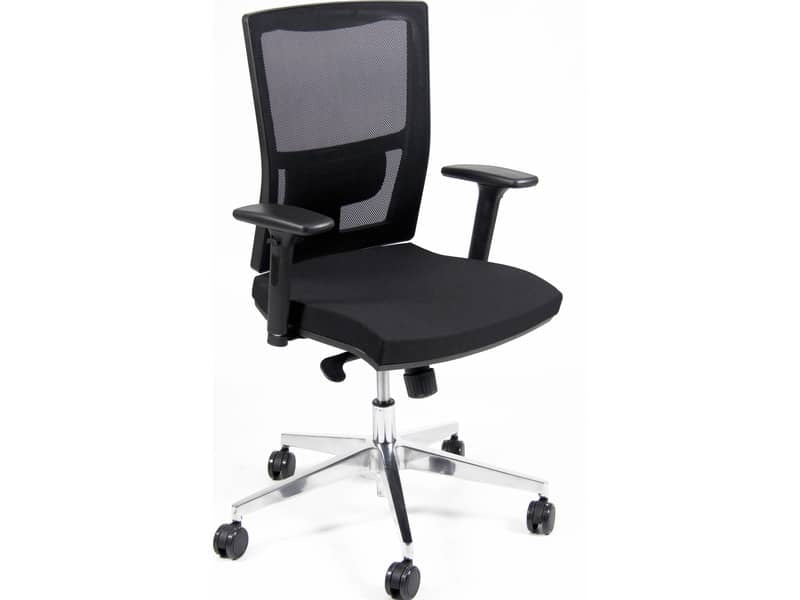 Sedia operativa girevole Unisit Larissa LR2 schienale in rete - rivestimento similpelle nero - LR2/KN