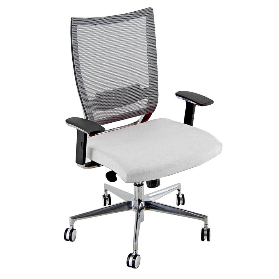 Sedia semidirezionale girevole Unisit Concept COTXL schienale in rete grigio - rivestimento pelle bianco - COTXL/PQ