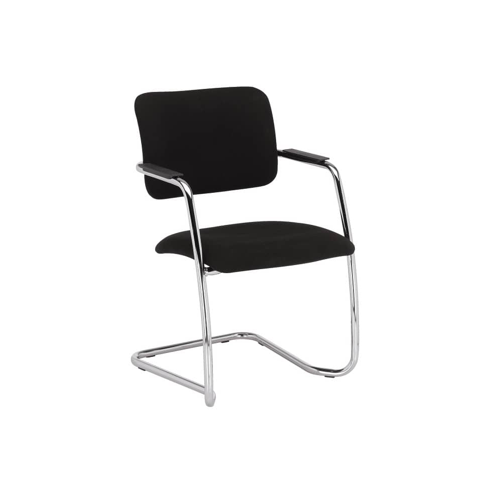 Sedia visitatore con slitta Unisit Lithium LTLT struttura cromata - rivest. Eco nero - impilabile LTLT/EN