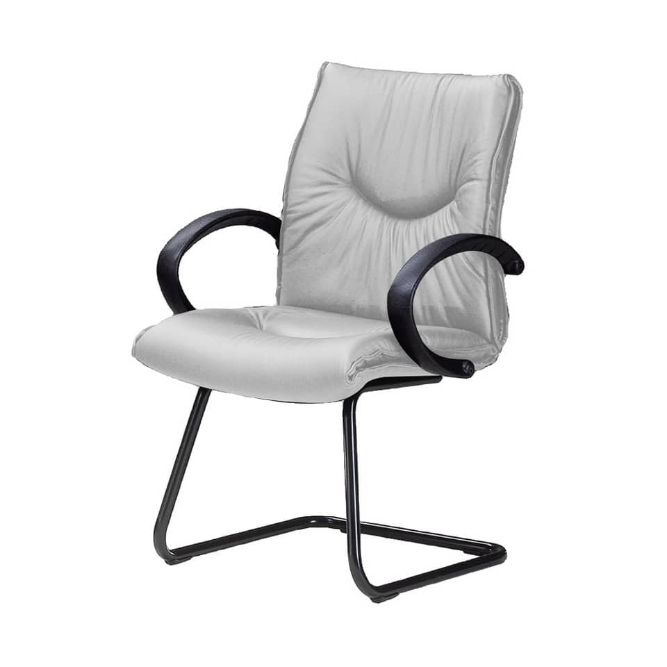 Sedia direzionale interlocutore Unisit Fornax FXV su slitta - rivestimento similpelle bianco - FXV/KQ