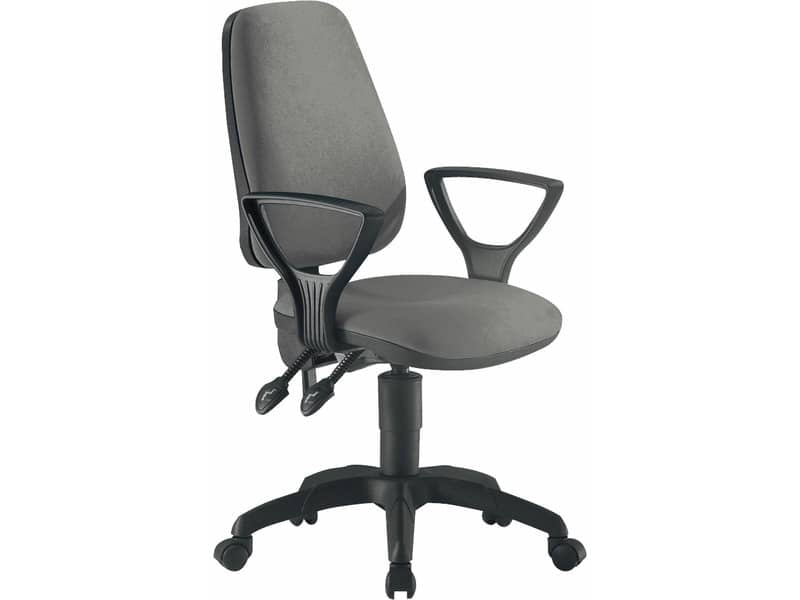 Sedia operativa girevole Unisit Leda LDAY Eco smart - schienale alto rivest. ignifugo grigio con braccioli LDAY/BR/IT