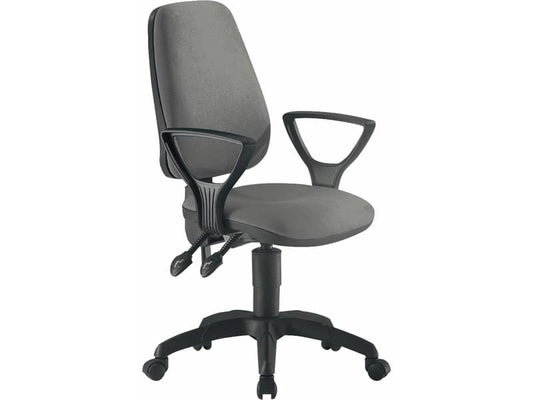 Sedia operativa girevole Unisit Leda LDAY Eco smart - schienale alto rivest. ignifugo grigio con braccioli LDAY/BR/IT