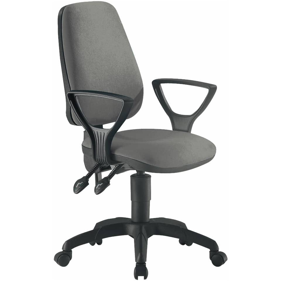 Sedia operativa girevole Unisit Leda LDAY Eco smart - schienale alto rivest. ignifugo grigio con braccioli LDAY/BR/IT