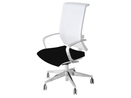 Sedia semidirezionale girevole Unisit Galatea GTJB schienale in rete bianco - rivest. similpelle nero - GTJB/KN