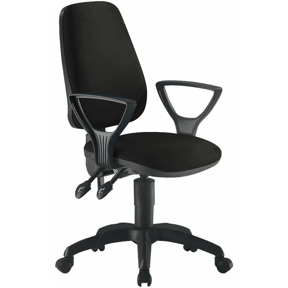 Sedia operativa girevole Unisit Leda LDAY Eco smart - schienale alto rivest. ignifugo nero con braccioli - LDAY/BR/IN