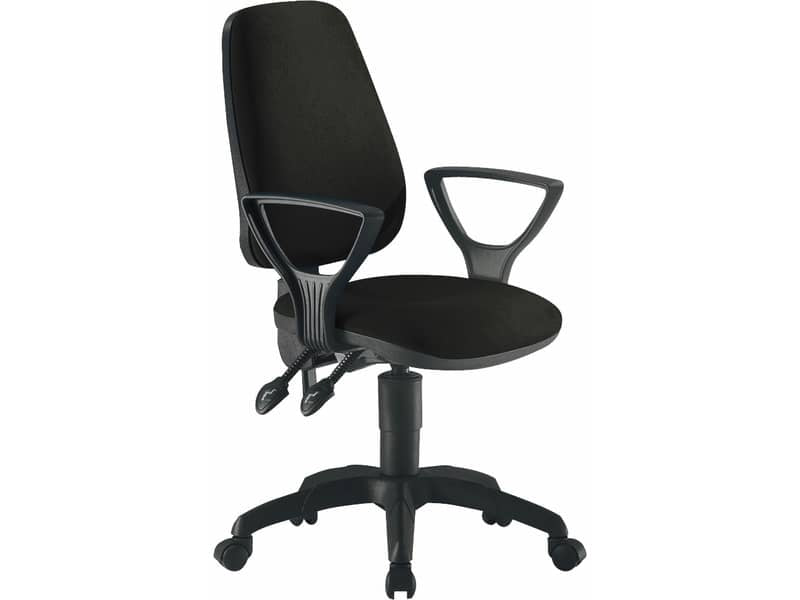 Sedia operativa girevole Unisit Leda LDAY Eco smart - schienale alto rivest. ignifugo nero con braccioli - LDAY/BR/IN