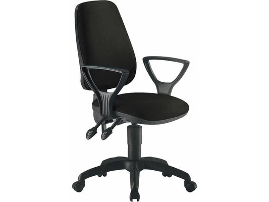 Sedia operativa girevole Unisit Leda LDAY Eco smart - schienale alto rivest. ignifugo nero con braccioli - LDAY/BR/IN
