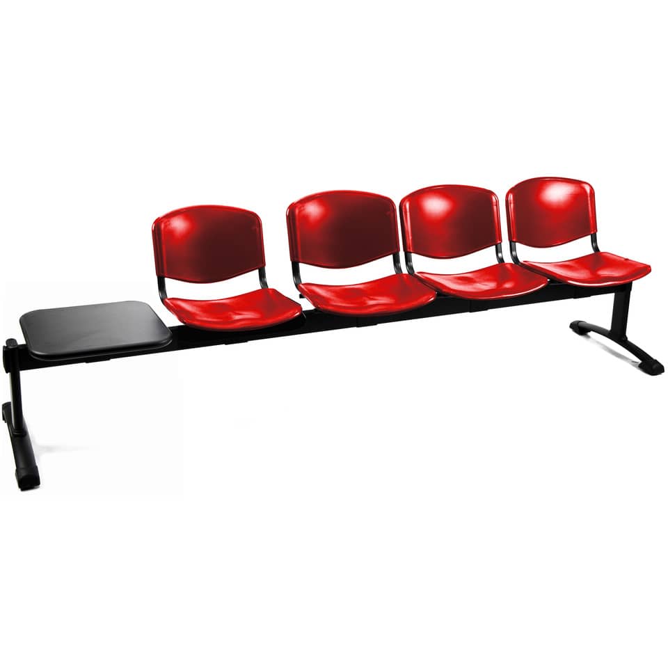 Panca 4 posti attesa Unisit Dado D54PT con tavolino - rivestimento Eco rosso - D54PT/ER