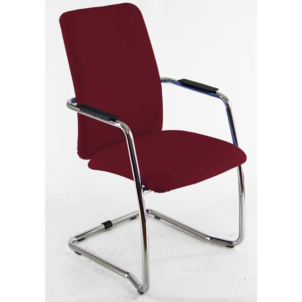 Sedia visitatore con slitta Unisit Lithium LTLTA schienale alto - rivest. ignifugo rosso - LTLTA/IR