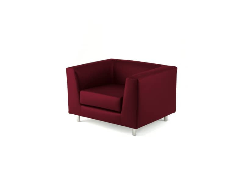 Divano attesa a 1 posto Unisit Quad QD1 schienale fisso - rivestimento tessuto ignifugo bordeaux - QD1/ID