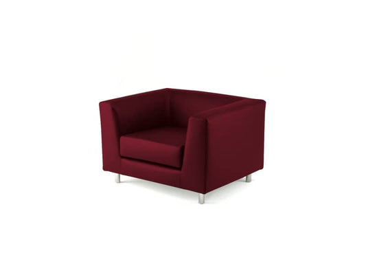 Divano attesa a 1 posto Unisit Quad QD1 schienale fisso - rivestimento tessuto ignifugo bordeaux - QD1/ID