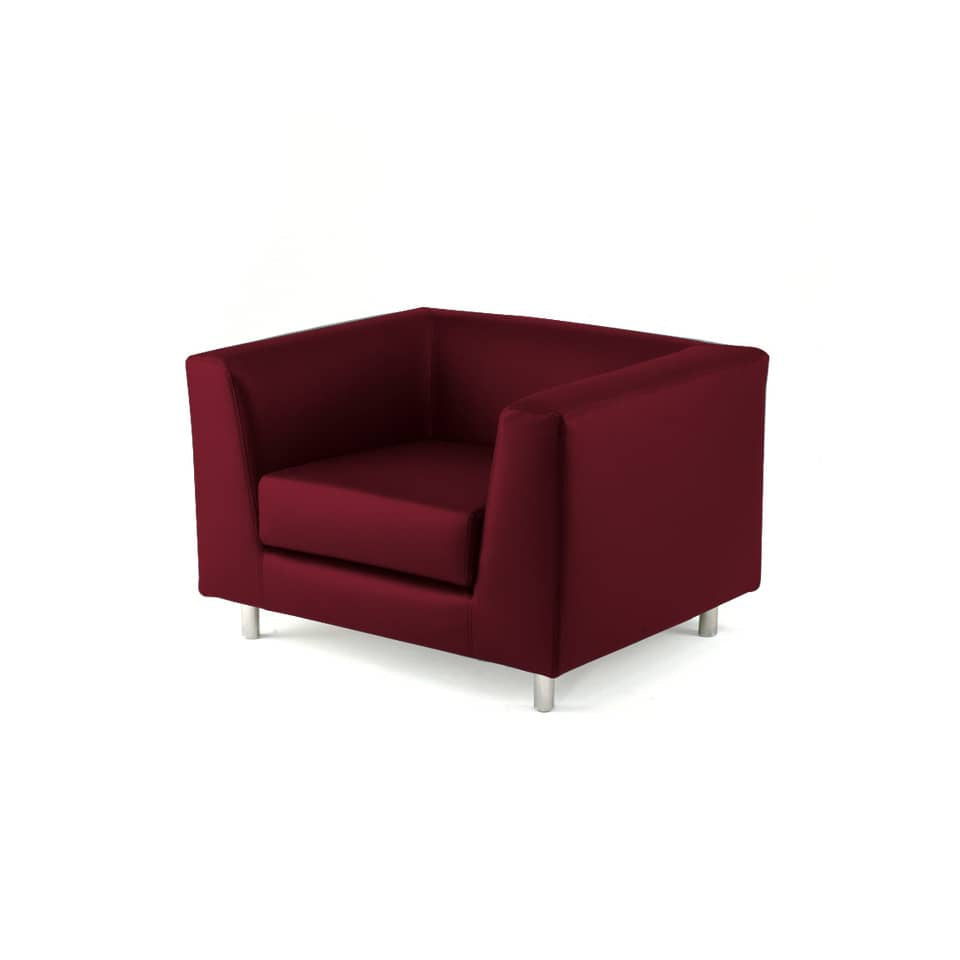 Divano attesa a 1 posto Unisit Quad QD1 schienale fisso - rivestimento tessuto ignifugo bordeaux - QD1/ID