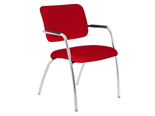 Sedia visitatore a 4 gambe Unisit Lithium LT4G struttura cromata - rivest. ignifugo - rosso - LT4G/IR