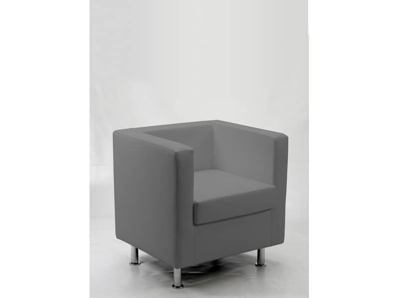 Divano attesa 1 posto Unisit Pragma PR1 schienale fisso - rivestimento in ecopelle grigio - PR1/KG
