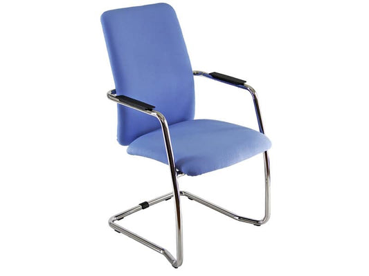 Sedia visitatore con slitta Unisit Lithium LTLTA schienale alto - rivest. ignifugo blu - LTLTA/IB