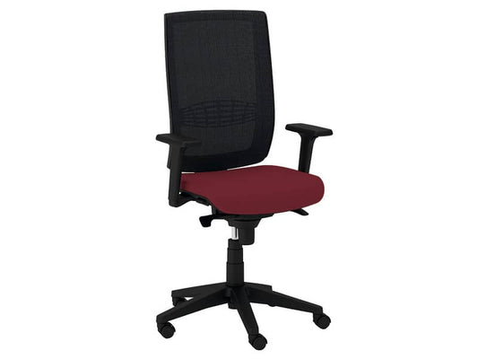 Sedia semidirezionale girevole Unisit Kind KIAN schienale in rete nero - rivestimento ignifugo bordeaux - KIAN/ID