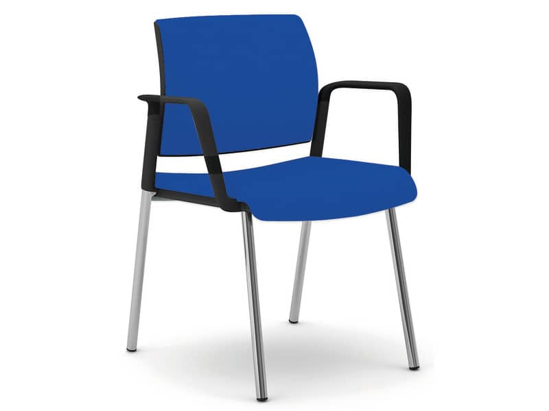 Sedia visitatore 4 gambe Unisit Kind KI4GNBR rivestimento fili di luce blu - con braccioli - KI4GNBR/F11