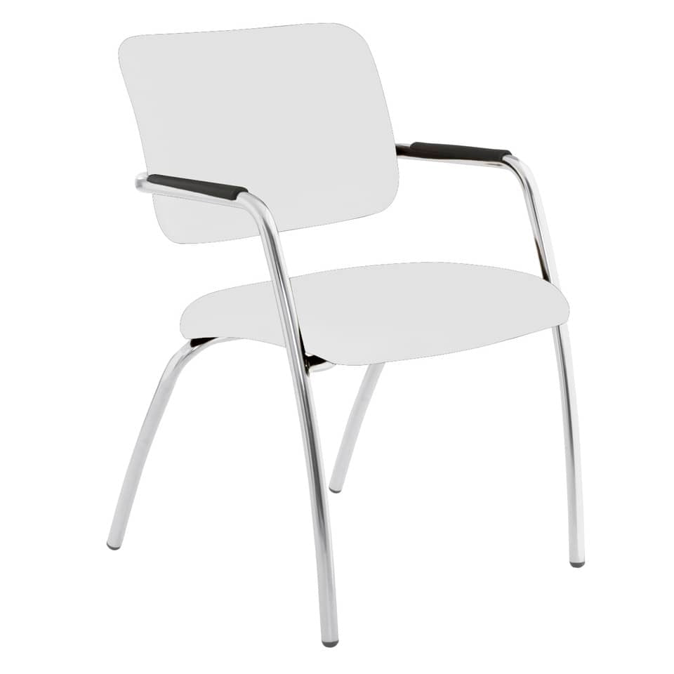 Sedia visitatore a 4 gambe Unisit Lithium LT4G struttura cromata - rivest. pelle bianco - LT4G/PQ