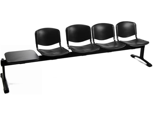 Panca 4 posti attesa Unisit Dado D54PT con tavolino - rivestimento ignifugo nero - D54PT/IN