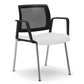 Sedia visitatore 4 gambe Unisit Kind KI4GTBR schienale in rete - rivestimento pelle bianco - con braccioli KI4GTBR/PQ