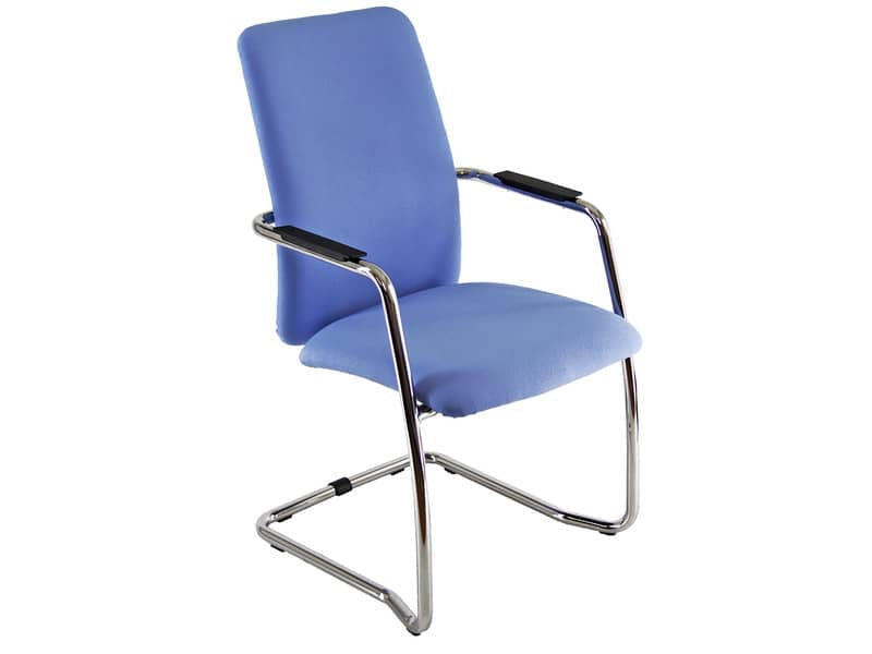 Sedia visitatore con slitta Unisit Lithium LTLTA schienale alto - rivest. fili di luce blu- LTLTA/F11