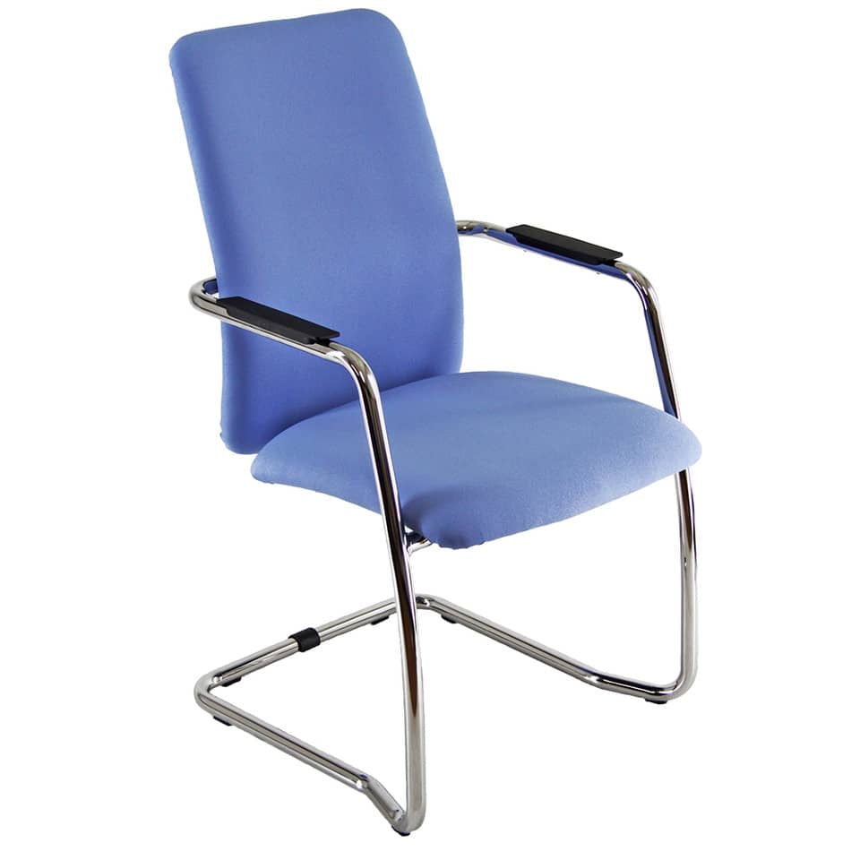 Sedia visitatore con slitta Unisit Lithium LTLTA schienale alto - rivest. fili di luce blu- LTLTA/F11